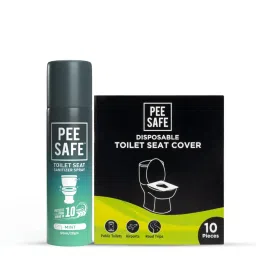 Pee Safe Toilet Hygiene Combo For Women | Toilet Seat Sanitizer Mint (50 ml) With Disposable Toilet Seat Cover (10 N) | Protects Against Germs | Easy To Carry | Travel Friendly Pack-image-27