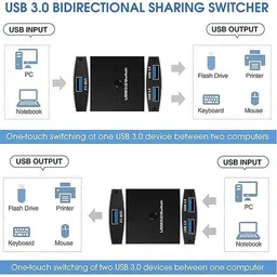 RuhZa USB Switch,KVM Switch, Bi-Directional USB Switcher, 2 Port USB Sharing Switch for 2 Computers Share Keyboard Mouse Scanner Printer (2 in 1 Out / 1 in 2 Out) USB Hub image 3