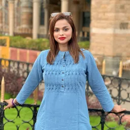 sk creation Women Solid Cotton Silk A-line Kurta image 2