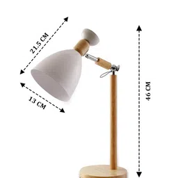 AARVI DECOR STUDIO White Wood Frusturical Shaped Table Lamp image 3