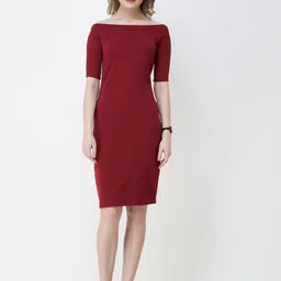 BAESD Solid Off Shoulder Sheath Dress image 3