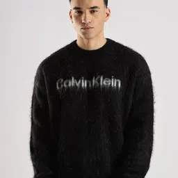 Calvin Klein Jeans Men Brand Logo Printed Round Neck Fuzzy Pullover-picture-40