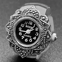 Peora Silver-Plated Analog Watch Stretchable Finger Ring image 3