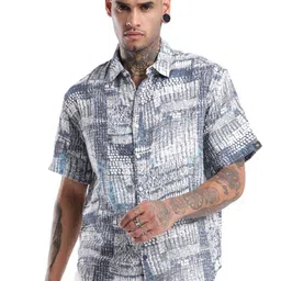 WROGN Men Spread Collar Abstract Printed Cotton Relaxed Fit Casual Shirt-picture-16