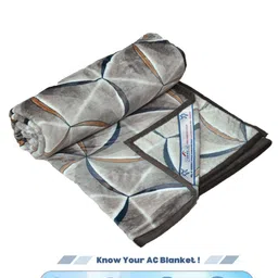 FABINALIV Grey & Blue Woollen AC Room 300 GSM Single Bed Blanket image 4