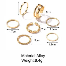 Shining Diva Fashion Set Of 7 Gold-Plated Rings image 3