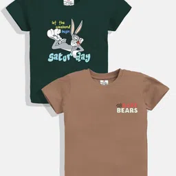 YK X Minute Mirth Boys Pack of 2 Printed Round Neck T-shirts-picture-11