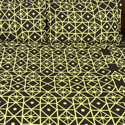 Marika Black & Yellow Geometric 180 TC Queen Bedsheet with 2 Pillow Covers image 3