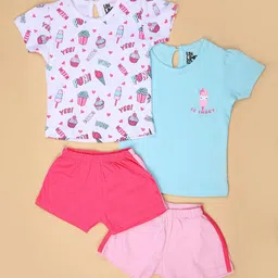 V-Mart Infant Pack Of 2 Printed Round Neck T-shirts With Shorts-picture-12