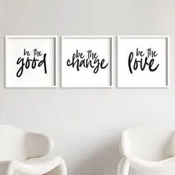 My Kids Wall White & Black 3 Piece Wood Abstract Wall Paintings-image-33