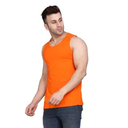Woostro Men Pack Of 2 Round Neck Cotton Gym Vests RS26 COMBO (YELLOW) (ORANGE) image 2
