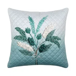 BLUEDOT Blue & Green Floral Velvet 5 Pieces Square Cushion Covers-16 inch x 16 inch image 3