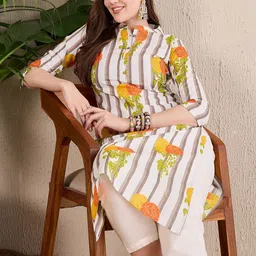 Anouk Striped Floral Printed Kurta image 5