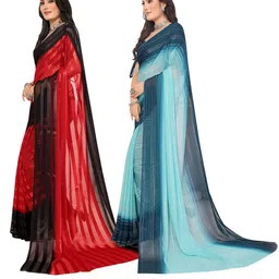 Moda Rapido Set of 2 Striped Satin Saree image 3