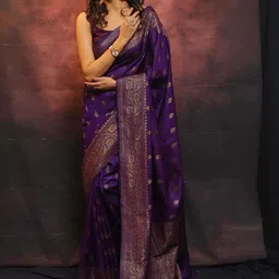 Snofi Creation Ethnic Motifs Zari Kanjeevaram Saree With Unstitched Blouse Piece-picture-23