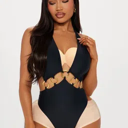 FIMBUL Fling O Ring Women Cutout Halter Neck Tie-up Bodysuits-image-0