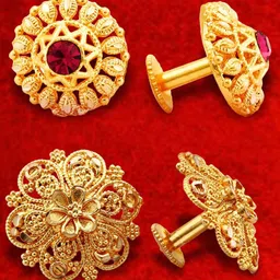 DIVASTRI Set of 2 Gold-Plated Circular Studs Earrings image 1