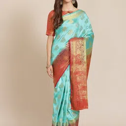 DIVASTRI Woven Design Zari Silk Blend Banarasi Saree-picture-23
