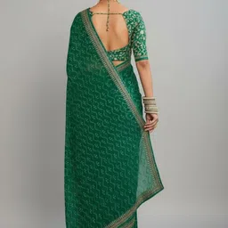 Monamaar Embellished Zari Poly Georgette Heavy Work Bandhani Saree image 2