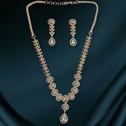 Gemron Jewel Rose Gold-Plated American Diamond & Cubic Zirconia-Studded Jewellery Set-picture-20