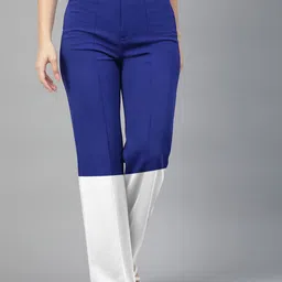 Kotty Women Colourblocked Relaxed Straight Fit High-Rise Easy Wash Pleated Trousers-picture-35