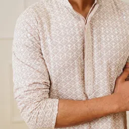 Jompers Men Embroidered Regular Sequinned Pure Cotton Kurta with Churidar image 4