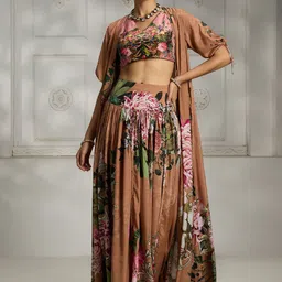 Rivaar By Rocky Star Printed Crop Top With Skirt & Shrug Co-Ords-picture-32