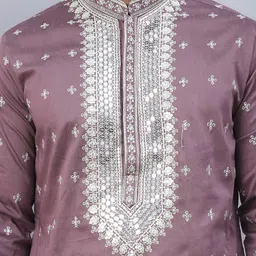 Jompers Men Floral Embroidered Regular Sequinned Kurta with Pyjamas image 2