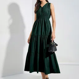 Raiyani Enterprise Tiered V-Neck Fit & Flare Maxi Dress-picture-37
