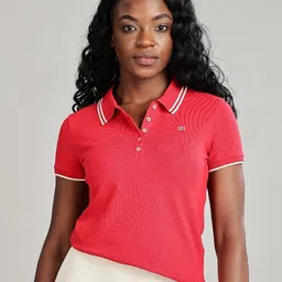 Tommy Hilfiger Women Polo Collar Slim Fit T-shirt-image-67