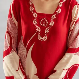 Sangria Printed With Embroidered Kurta With Palazzos image 2