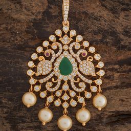 Kushal's Fashion Jewellery Gold-Plated Cubic Zirconia Teardrop Shaped Pendant-picture-21