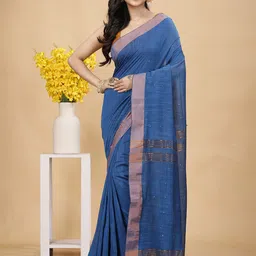 SLAGHA Striped Zari Taant Saree-image-48