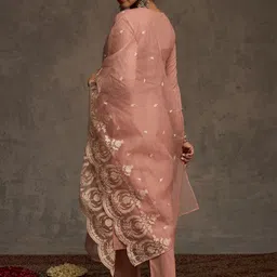 Indo Era Women Ethnic Motifs Embroidered Regular Thread Work Pure Cotton Kurta with Trousers & With Dupatta image 3