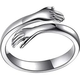 Teeragaj Silver-Toned Hug Shaped Finger Ring image 5