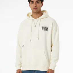 glitchez Typography Printed Drop-Shoulder Sleeves Hooded Relaxed Fit Sweatshirt-image-29