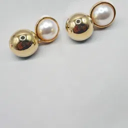 SAPRAA TRENDS Stainless Steel Gold Plated Artificial Stones Studded Circular Drop Earrings image 5