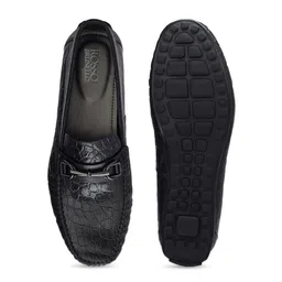 ROSSO BRUNELLO Men Textured Slip-On Leather Formal Loafers image 4