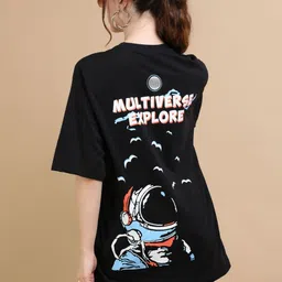 MORSE CODE Graphic Printed Oversized Pure Cotton T-shirt image 2