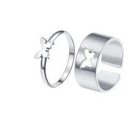 Teeragaj Set Of 2 Butterfly Matching Wrap Adjustable Finger Rings-image-33