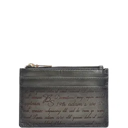 Da Milano Men Typography Printed Zip Detail Leather Card Holder image 5