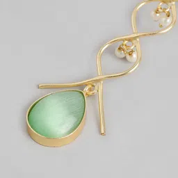 Anouk Gold Plated Teardrop Shaped Artificial Stones & Beads Studded Drop Earrings image 3