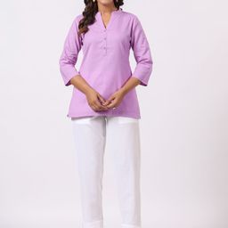 PIROH Women Mandarin Collar Pure Cotton Kurti-picture-2