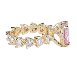 Opal Touch Gold-Plated Cubic Zirconia Studded Heart Shaped Finger Ring image 4