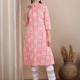 FASHOR Women Floral Printed Screen Print Daily Cotton Straight Kurta-picture-32