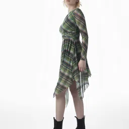 ONLY Women Checked Round Neck Fit & Flare Mini Dress image 4