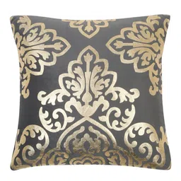 HOSTA HOMES Grey & Gold-Toned Set of 5 Ethnic Motifs Velvet Square Cushion Covers image 4