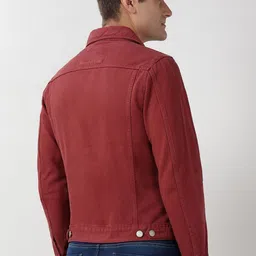 Peter England Casuals Men Spread Collar Solid Denim Jacket image 5