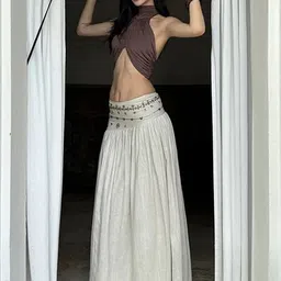 LULU & SKY Pleated Maxi A-Line Skirt image 4