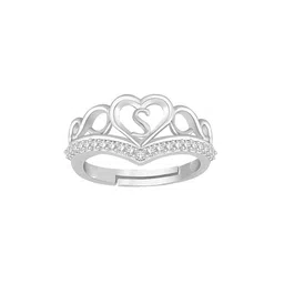 Lila Silver Plated Cubic Zirconia Stone Studded Finger Ring-picture-22